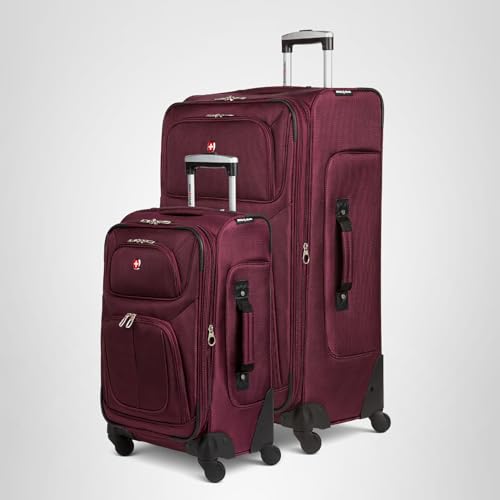 SWISSGEAR Sion Softside Expandable Spinner Luggage Durable Lightweight Travel Suitcase, Merlot, Carry-On