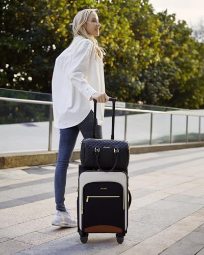 LOVEVOOK Carry On Luggage 22x14x9 Airline Approved, 20 Inch Softside Suitcases with Wheels, Lightweight Spinner Carry on Suitcase with TSA Lock, Water-Resistant Large Capacity Luggage for Travel