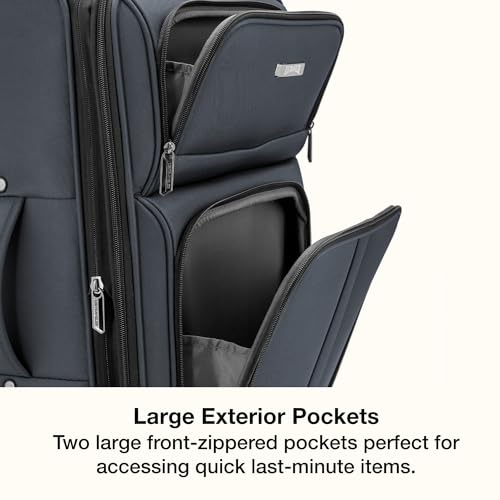 U.S. Traveler Anzio Softside Expandable Luggage with Spinner Wheels, Dark Grey, 30-Inch Large