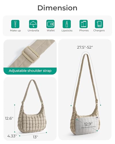 BAGSMART Quilted Crossbody Bags for Women Lightweight Puffer Purse Shoulder Hobo Bag for Daily Use Travel Essentials