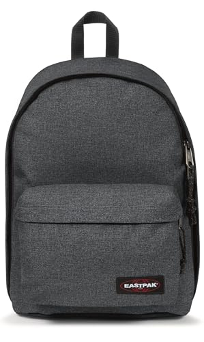 EASTPAK Out Of Office – 31L Backpack with Dual Compartments, 14-inch Laptop Tablet Sleeve, Utility Pocket, Bottle Holder, Black Denim