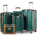 CASELLY Luggage Set 3 Piece with Cup Holder,Hardshell TSA Lock Spinner Wheels Carry on Lightweight Suitcase，Hook and YKK ZipperFathers Day Gift for Dad Men Hu(Dark Green, 5 piece sets(20/24/28/DB/TB))