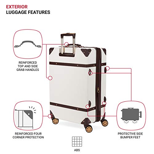 SwissGear 7739 Hardside Luggage Trunk with Spinner Wheels, White, Checked-Large 26-Inch