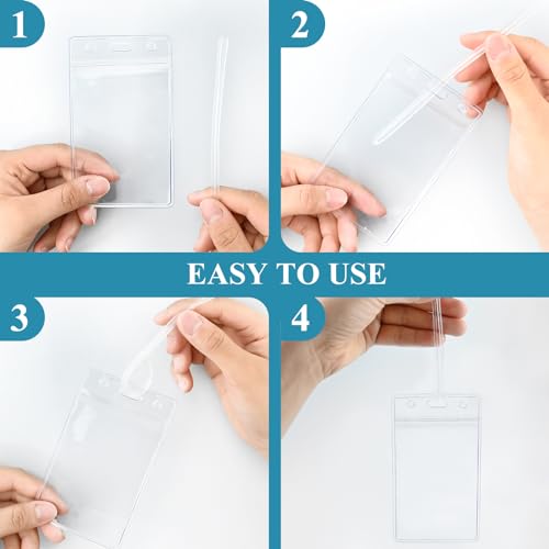 10 Pack Clear Plastic Luggage Bag Tag Holder Badge Label Tag Holder with 10 Pack Luggage Loops Straps for Office Business Travel Supplies