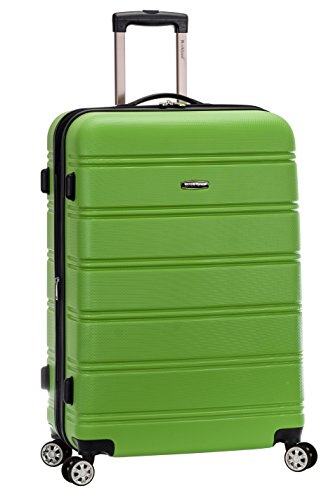 Rockland Melbourne Hardside Expandable Spinner Wheel Luggage, Checked Large 28", Green