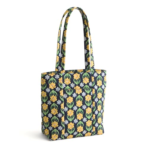 Vera Bradley Women's Premium Cotton Small Original Zip Tote Bag, Daffodils, One Size