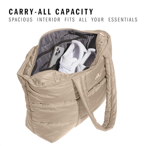 adidas Quilted Tote – Puffer Shoulder Bag, All Me/Crystal Linen Beige, OSFA