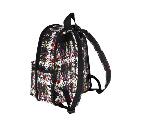 LeSportsac Running Weave Basic Backpack/Rucksack, Style 7812/Color E474, Festive & Colorful Confetti Style Abstract Printed Weave Pattern, Modern & Fun Interpretative Plaid Design