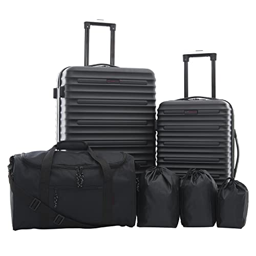 Travelers Club 6 Piece Orion Luggage and Travel Accessories Set, Black
