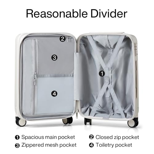 Hanke 29 Inch Expandable Checked Luggage Lightweight PC Hard Shell Luggage Suitcases with Wheels Travel Luggage Rolling Large Suitcase Travel Luggage Bag for Study Abroad.(Ivory White)