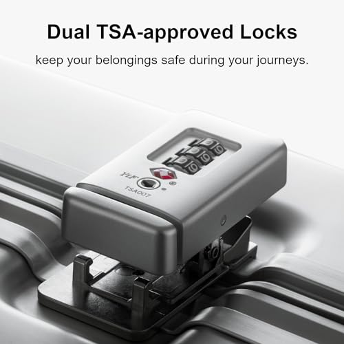 LEVEL8 Gibraltar Carry on Luggage, 20 Inch Aluminum Zipperless Luggages Airline Approved, Hardside Suitcase with TSA Lock and Spinner Wheels, Silver