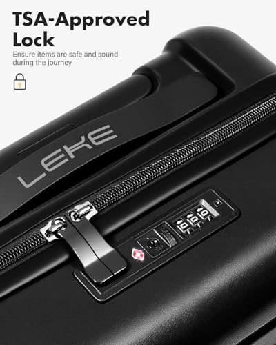 Lekesky 16 Inch Underseat Carry On Luggage Airline Approved, Small Hard Shell Suitcase with TSA Lock Spinner Wheels, Lightweight Personal Item Carry-On for Travel, Black
