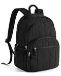 BAGSMART College Laptop Backpack, Travel Backpack for Women, Quilted Casual Daypack, Water-Resistant Bookbag for 15.6 Inch Laptop, Black