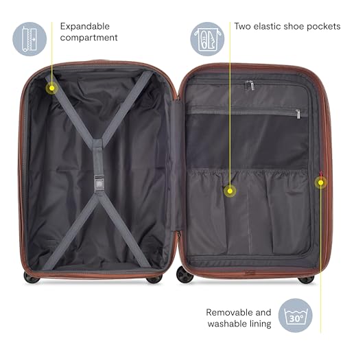 DELSEY PARIS Carrousel Hardside Expandable Luggage with Spinner Wheels, Pink, Checked-Medium 24 Inch