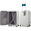 mixi Large Checked Luggage with Cup Phone Holder and Charger Hard Shell Suitcases with Spinner Wheels, 26 Inch Smoke White