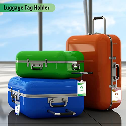 Zonon 100 Pack Clear Luggage Tags Bulk Bag Tag Badge Holder for Suitcases Waterproof Zip Identification ID Card Holder with Clear Loop Straps Business Travel and Office Supplies (10 Mil)