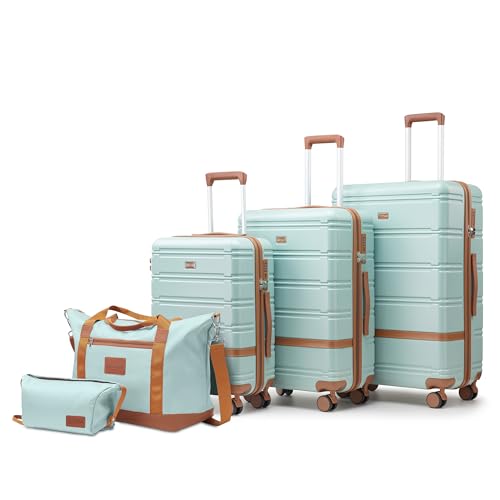 NEISIA Luggage Sets 3 Piece with spinner wheels, PC+ABS Hard Shell Travel Luggage,Lightweight Carry-on suitcases with TSA Lock,YKK Zippers Fathers Day Gift for Dad Men Husband(Green)