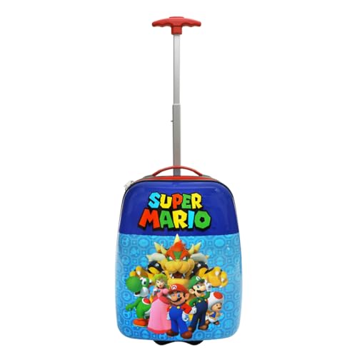 Bioworld Super Mario 16.5-Inch ABS Youth Carry-on Luggage with Trolley Handle for Toddler