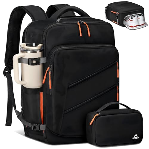 MATEIN Personal Item Backpack 18x14x8 with Shoe Compartment Detachable, Airline Approved Carry On Backpack for Travel with Electronics Case, Lightweight Luggage Bag for Spirit Airlines Fits 17" Laptop