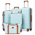 Cosbarn 5 Piece Luggage Sets with Spinner Wheels, Hardshell ABS Suitcase Set with Tsa Lock, Lightweight Hardside Waterproof Travel Suitcases for Men Women, MintGreen (20"/24"/28")