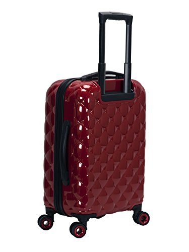 Rockland Quilt Hardside 3 Piece Spinner Wheel Luggage Set, Black, 3-Piece Set, (20"/24"/28"), Red