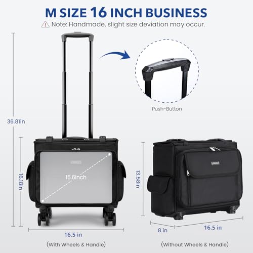 Tonyeee Rolling Laptop Bag 15.6 Inch, Ballistic Nylon Wheeled Briefcase for Men Women, Professional Rolling Work Bag, Underseat Carry On Business Case, 360 Spinner Wheels, Accordion File Office Bag