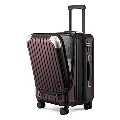 LEVEL8 Grace Expandable 20" Carry-On Luggage with 4 PC Organizer Packing Cubes - Red, Carry-On 20-Inch