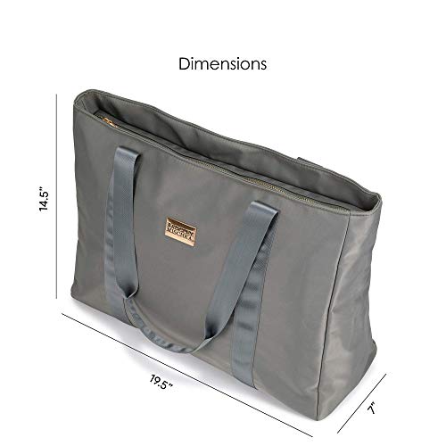 Badgley Mischka Uncomplicated Nylon Weekender Travel Bag, Lightweight Duffel Tote for Women, Carry On Overnight Bag (Grey)