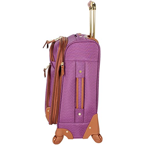 Steve Madden Designer Luggage Collection - Lightweight Softside Expandable Suitcase for Men & Women - Durable 20 Inch Carry On Bag with 4-Rolling Spinner Wheels (Global Purple)