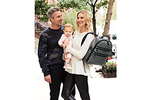Skip Hop Greenwich Easy Access Diaper Bag Backpack with Changing Pad and Stroller Straps, Deco Saffiano