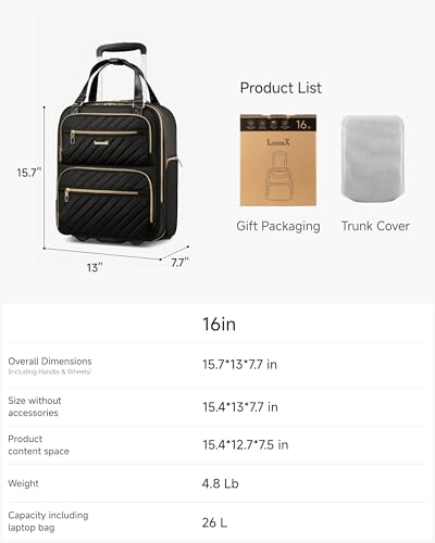 LUGGEX Carry On Luggage 22x14x9 Set Airline Approved, UDK+FLO5 Lightweight Under seat and Carry On Combo (UX-FX-Core, Set)
