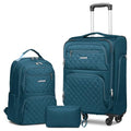 LARVENDER 3 Piece Luggage Set with Spinner Wheels - Expandable Softside 20 Inch Carry On Suitcase 22x14x9 Airline Approved,TSA Lock, Blue