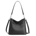 S-ZONE Leather Tote Bag for Women Medium Crossbody Handbags Shoulder Hobo Purse with 2 Removable Straps, Black