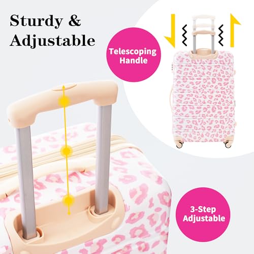 Merax Suitcase Set, Hardshell Luggage Sets 3 Piece with Spinner Wheels, Expandable Durable Suitcase with TSA Lock Lightweight 20" 24" 28", Pink Leopard