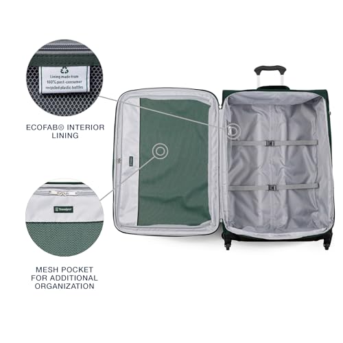 Travelpro Maxlite 5 Softside Expandable Luggage with 4 Spinner Wheels, Lightweight Suitcase, Men and Women, Forest Green, Checked-Large 29-Inch