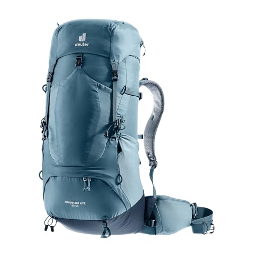 Deuter Unisex Aircontact Lite 50 + 10 L, Lightweight Backpacking & Hiking Backpack for Men & Women, 50 + 10 Liters - Atlantic-Ink