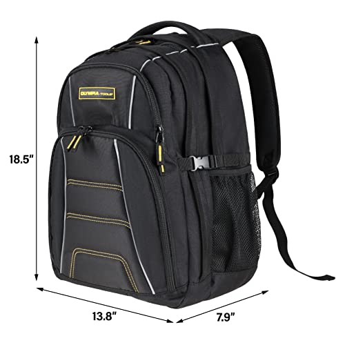 Olympia Tools Travel Laptop Backpack 18.5 inch, Business Anti Theft Slim Durable Laptops Backpack, Water Resistant College School Computer Bag Gifts for Men & Women Fits 17 Inch Notebook, Black