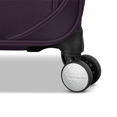 Samsonite 2-PC Soft-Sided 21/25” (Carry-On & Medium Checked), Lightweight Expandable Element Luggage Set: 2 Front Pockets & Side Pocket, Four Spinner Wheels, Adjustable Handle, Durable- Purple