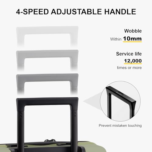 LEVEL8 Carry on Luggage Airline Approved with Spinner Wheels, Lightweight Luminous Textured Travel Bags for Women Men, Tsa Lock Cabin Suitcase, 20 Inch, Pickle Green