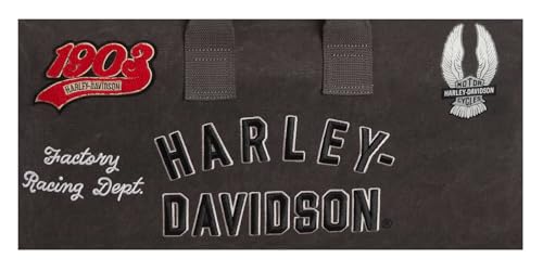 Harley-Davidson Multiple Patches & Logos Vintage Duffel Bag, Durable Canvas