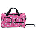 Rockland 22" Polyester Rolling Duffel Bag, Pink Dot