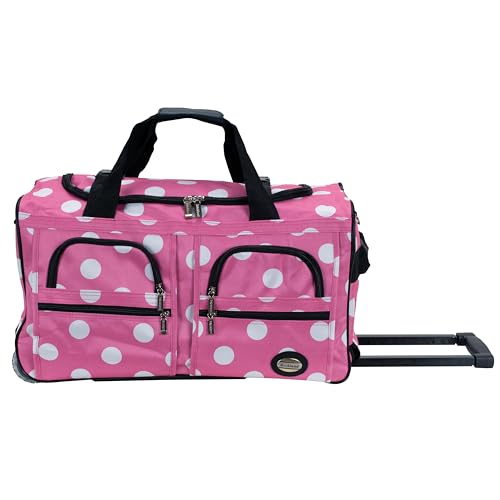 Rockland 22" Polyester Rolling Duffel Bag, Pink Dot