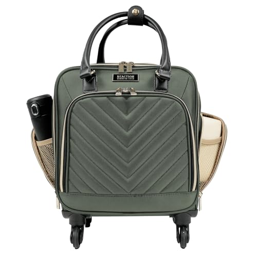 Kenneth Cole REACTION Chelsea Chevron Quilted Luggage, Olive, Underseater, 17-Inch Carry On