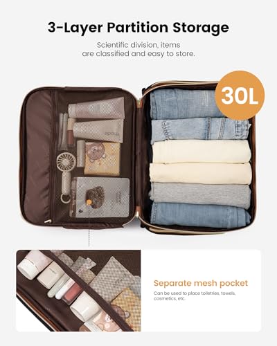 LOVEVOOK Rolling Laptop Bag Women, 17.3 Inch Laptop Briefcase with Wheels, Soft Sided Underseat Carry On Luggage Personal Item Suitcase for Work Travel Business, Black Brown Beige