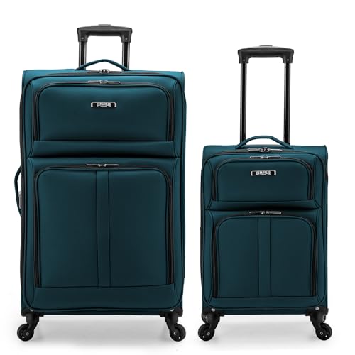 U.S. Traveler Anzio Softside Expandable Luggage with Spinner Wheels, Teal, 2-Piece Set (22/30)