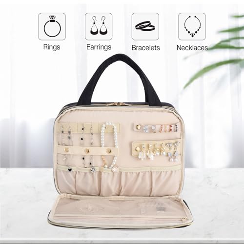 Hanke 29 Inch Expandable Checked Luggage Lightweight PC Hard Shell Luggage Suitcases and Hanging Travel Toiletry Bag for Women with Jewelry Organizer Compartment, Travel Essentials