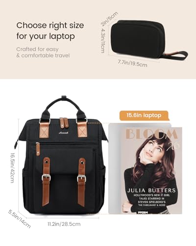 LOVEVOOK Laptop Backpack for Women, Teacher Nurse Work Laptop Bag, Waterproof Travel Backpack Purse, Business Computer Backpack, Cute Bookbag College Student Gift Nursing School Backpack, 15.6 Inch