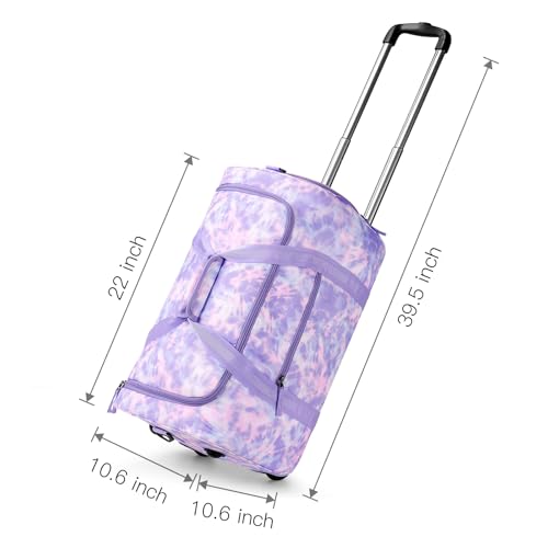 Choco Mocha Boys Suitcase with Wheels, Kids Rolling Duffle Bag Luggage for Travel 22inch, Galaxy Blue