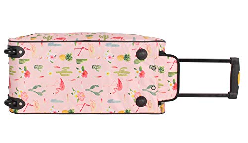 Lucas Designer Carry On Luggage Collection - Lightweight Pattern 22 Inch Duffel Bag- Weekender Overnight Business Travel Suitcase with 2- Rolling Wheels (22in, Flamingo)