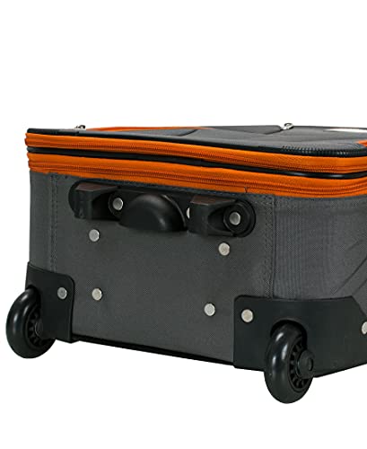 Rockland Fashion Softside 4 Piece Luggage Set, Expandable, (14" Tote/19"/24"/28"), Charcoal